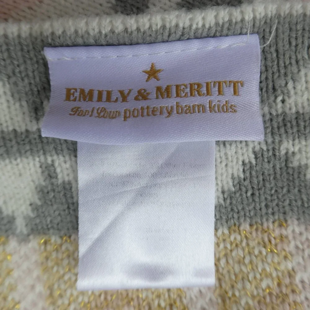 Pottery Barn The Emily & Merritt Knit Baby Snugly Blanket Corner Pom Poms 30x40